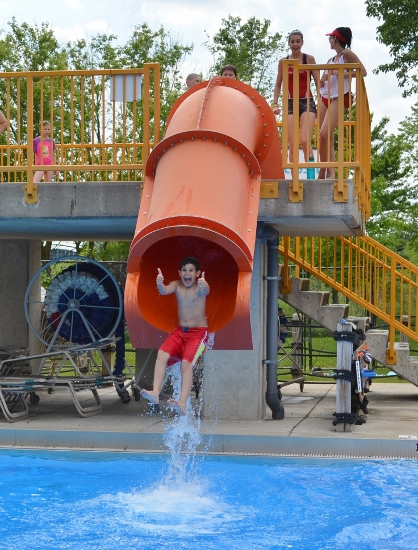 Waterpark Boy on Drop Slide